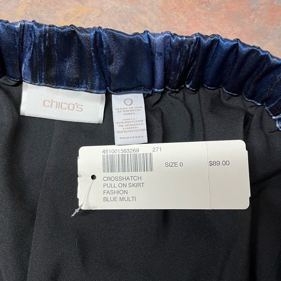 Chico’s brand new skirt black/blue/white crosshatch pattern size S - Picture 3 of 4